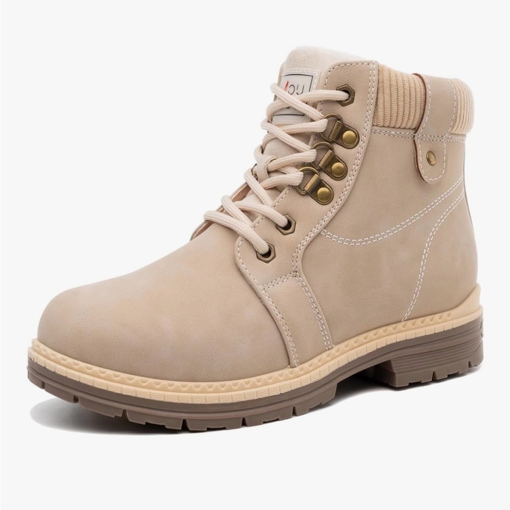 Tan Lace-Up Ankle Boots